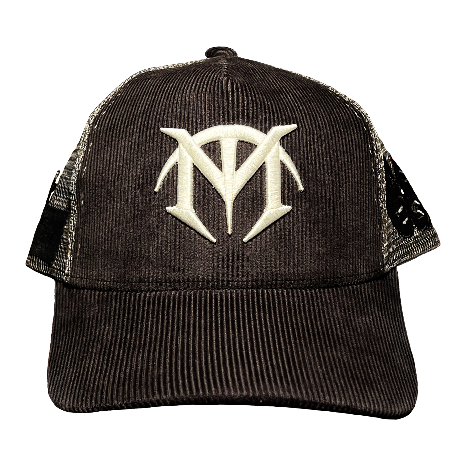 Black "Cry Later" Corduroy Trucker Hat