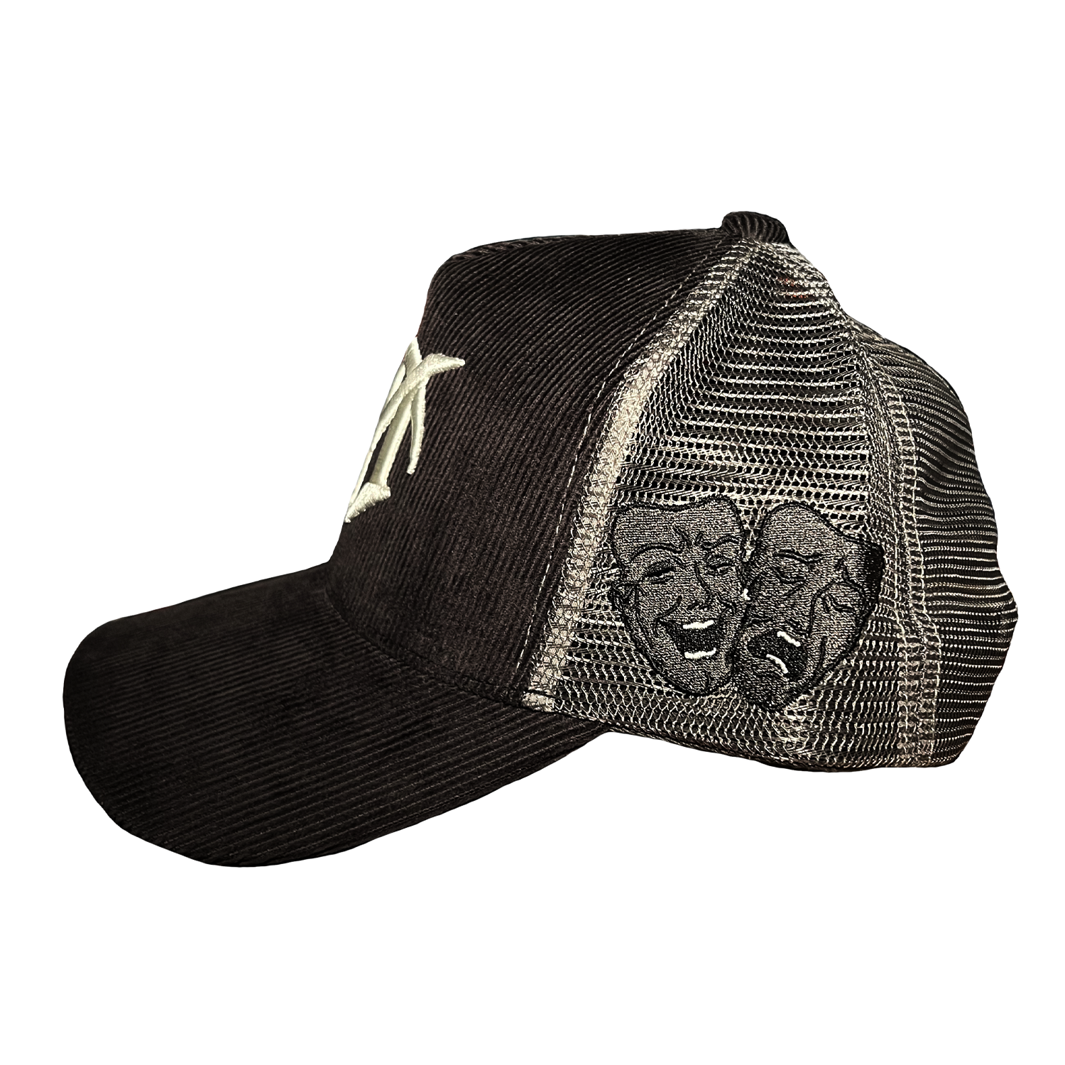 Black "Cry Later" Corduroy Trucker Hat